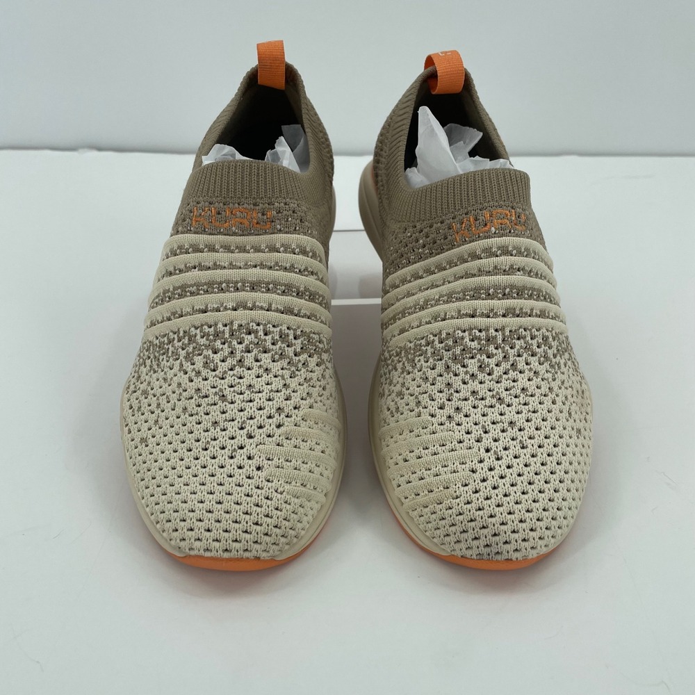 Kuru Womens Slip On Sneakers 5.5 Taupe Orange Nova Knit Walking Comfort Shoes - Picture 2 of 12